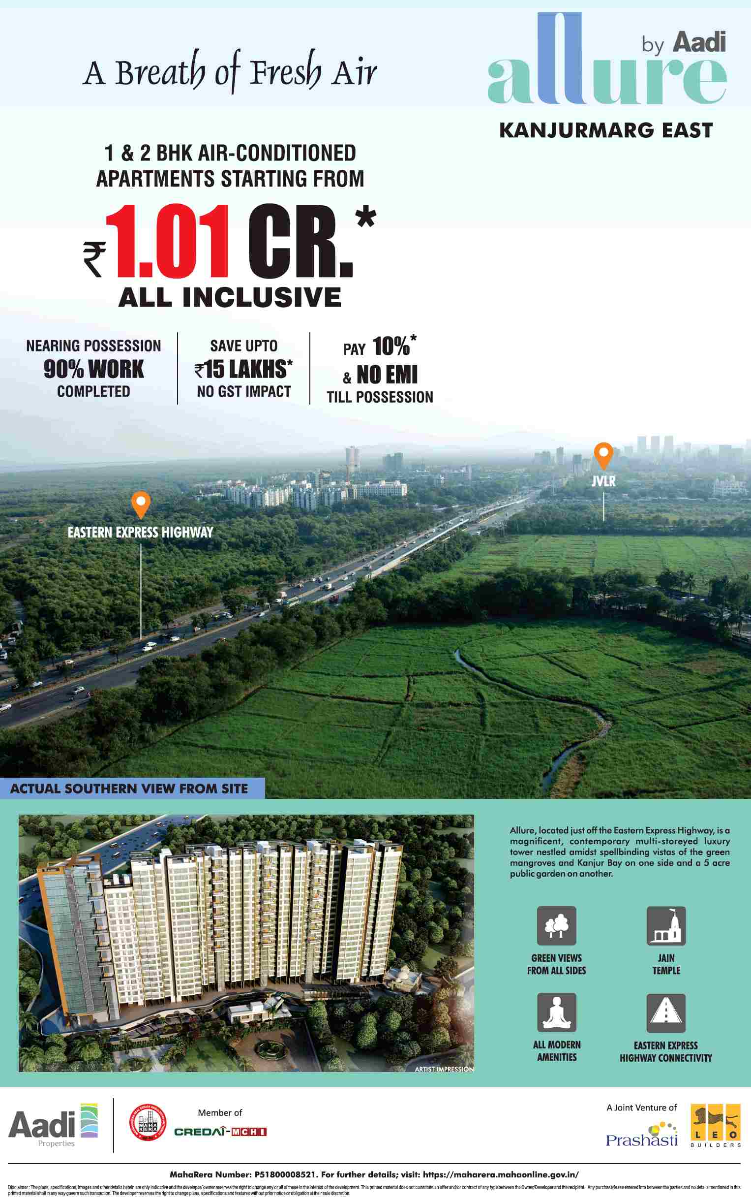 Pay 10% and no EMI till possession at Aadi Allure in Kanjurmarg East, Mumbai Update